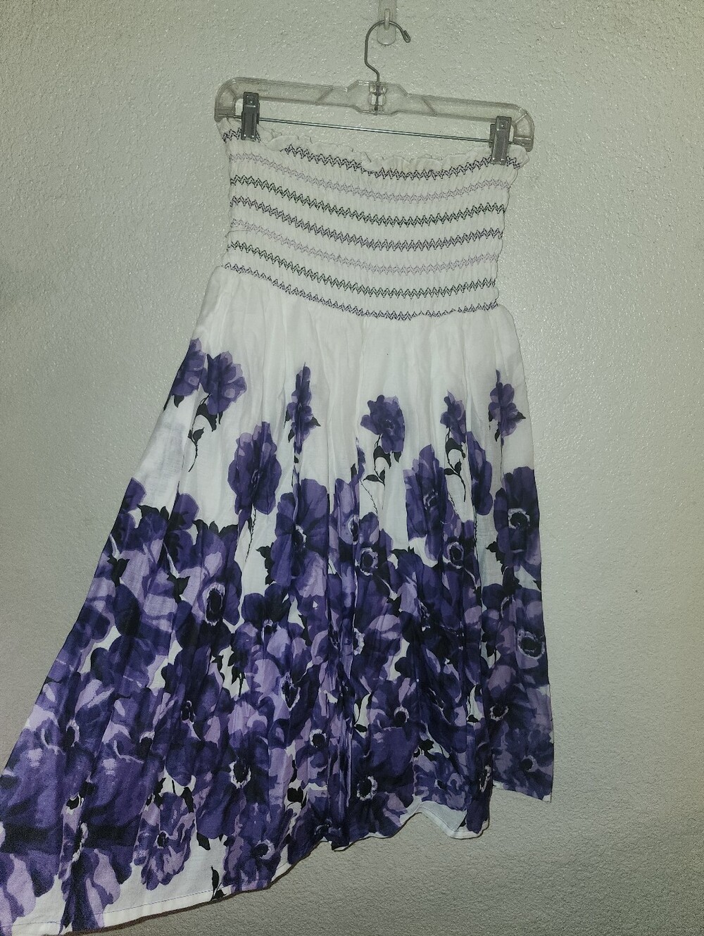 🤍💜NWT Fun & Flirt By Japna "Smocked Tube Top Purple💜Floral🌸 Dress" Sz Large - Picture 7 of 9